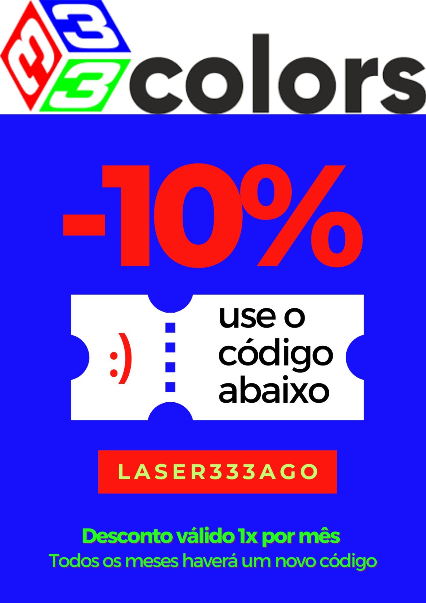 10% desconto no site 333COLORS 