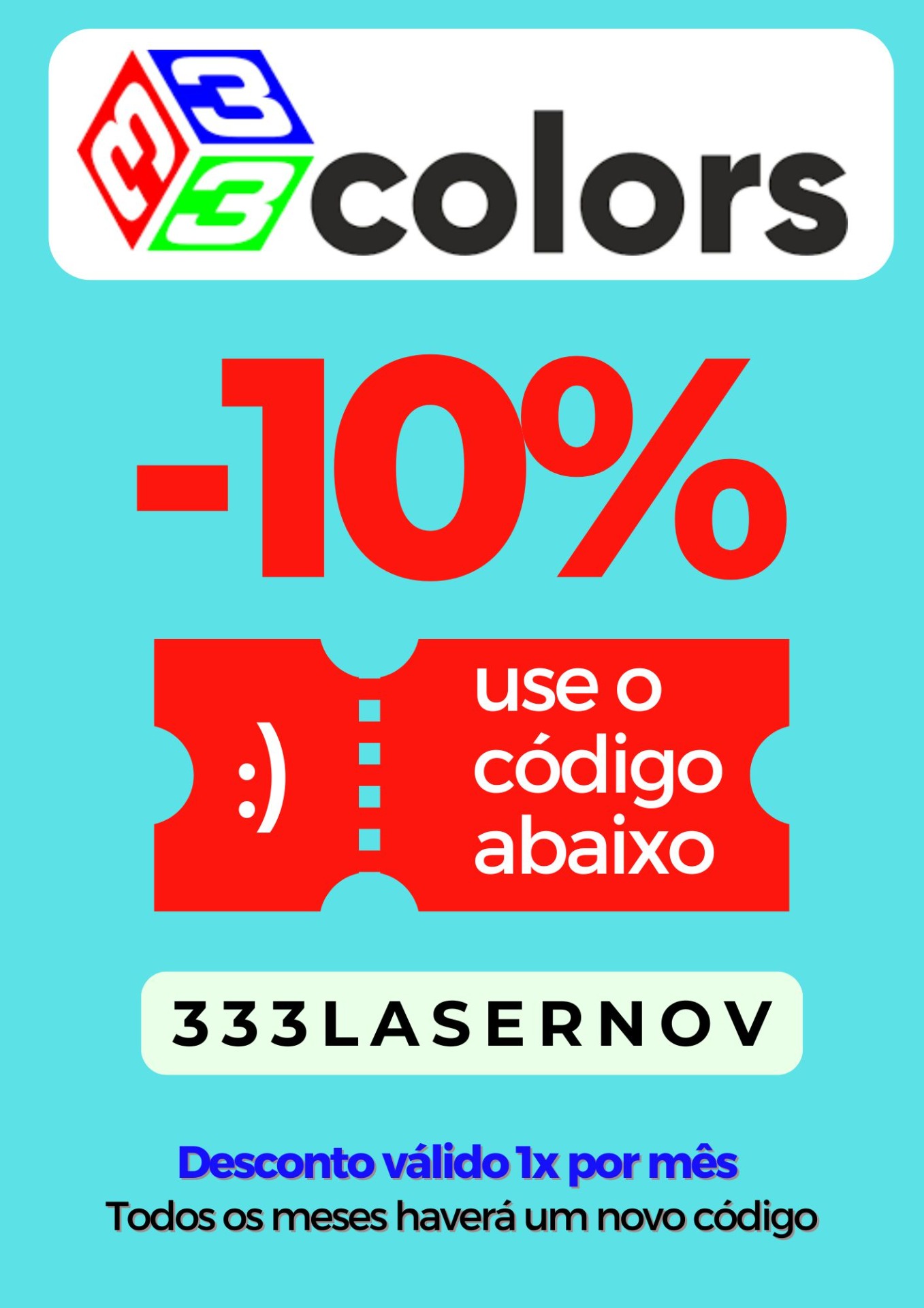 10% desconto no site 333COLORS